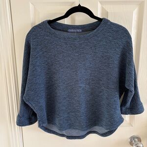 NWT Cut Loose Drop Shoulder Crop Fit Heathered Blue Long Sleeve Top Size Small